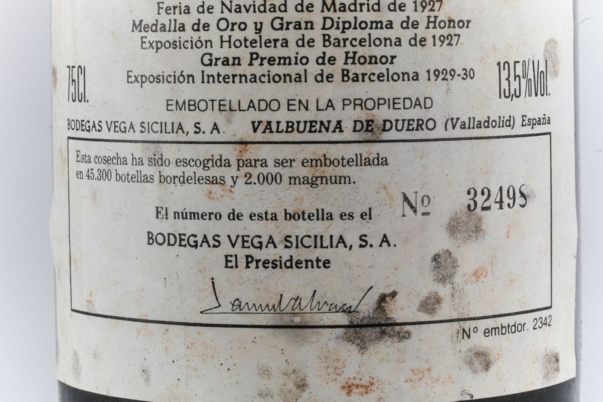 VEGA SICILIA UNICO. 1968. Ribera del Duero. Bouteille N°32498 sur production 45 300 bouteilles. - Bild 2 aus 6