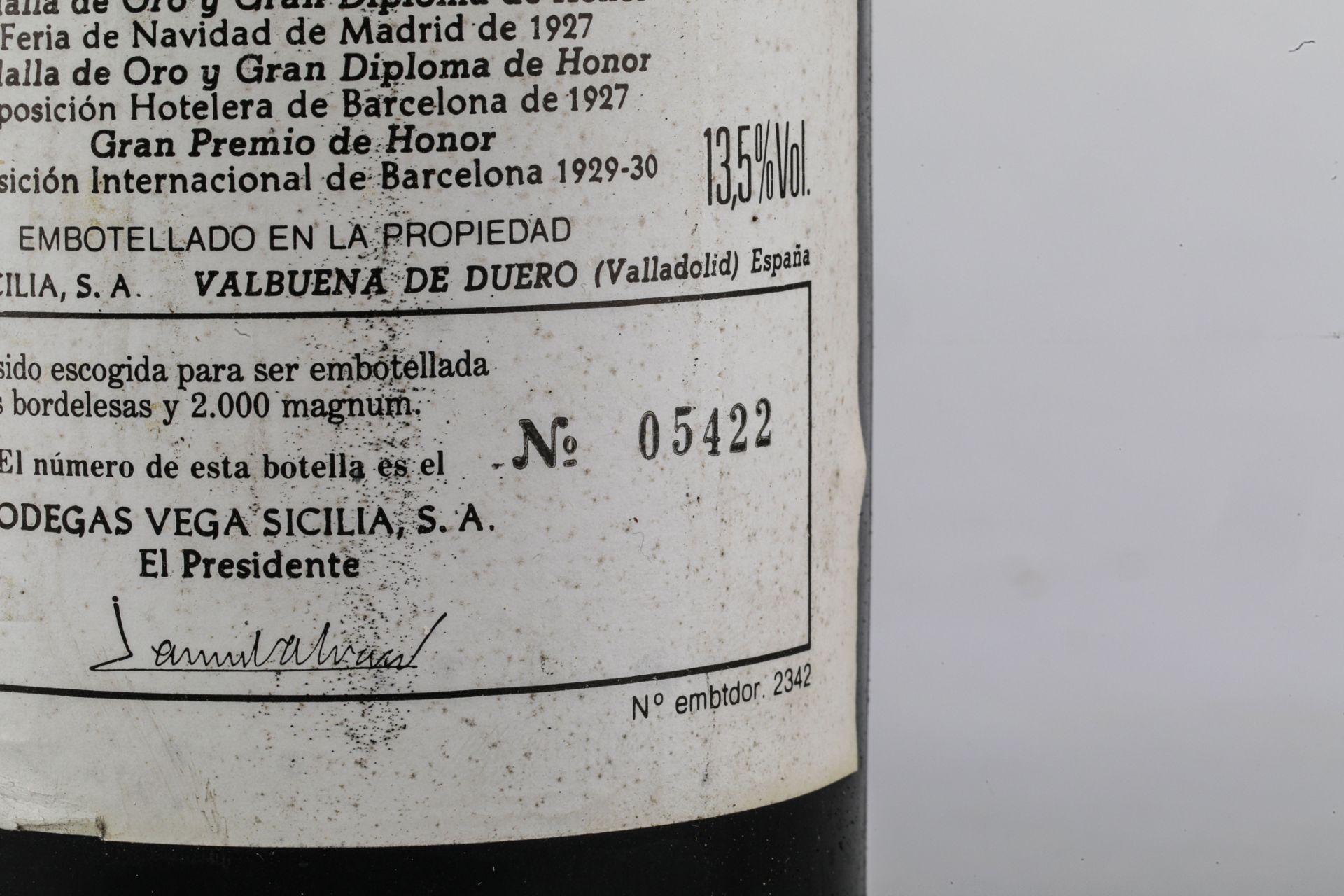 VEGA SICILIA UNICO. 1975.Ribera del Duero. Bouteille N°05422 sur production de 44 750 bouteilles. - Image 4 of 6