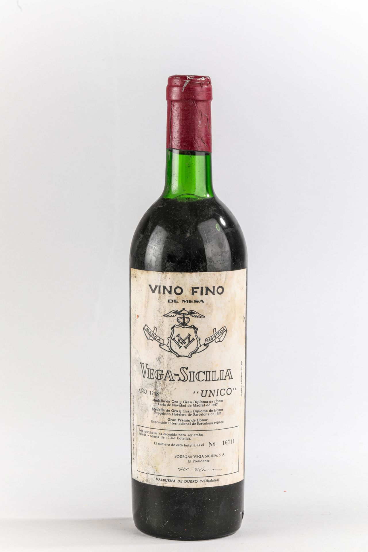 VEGA SICILIA UNICO.1948. Ribera del Duero. Bouteille N°16711 sur production de 17360 bouteilles.