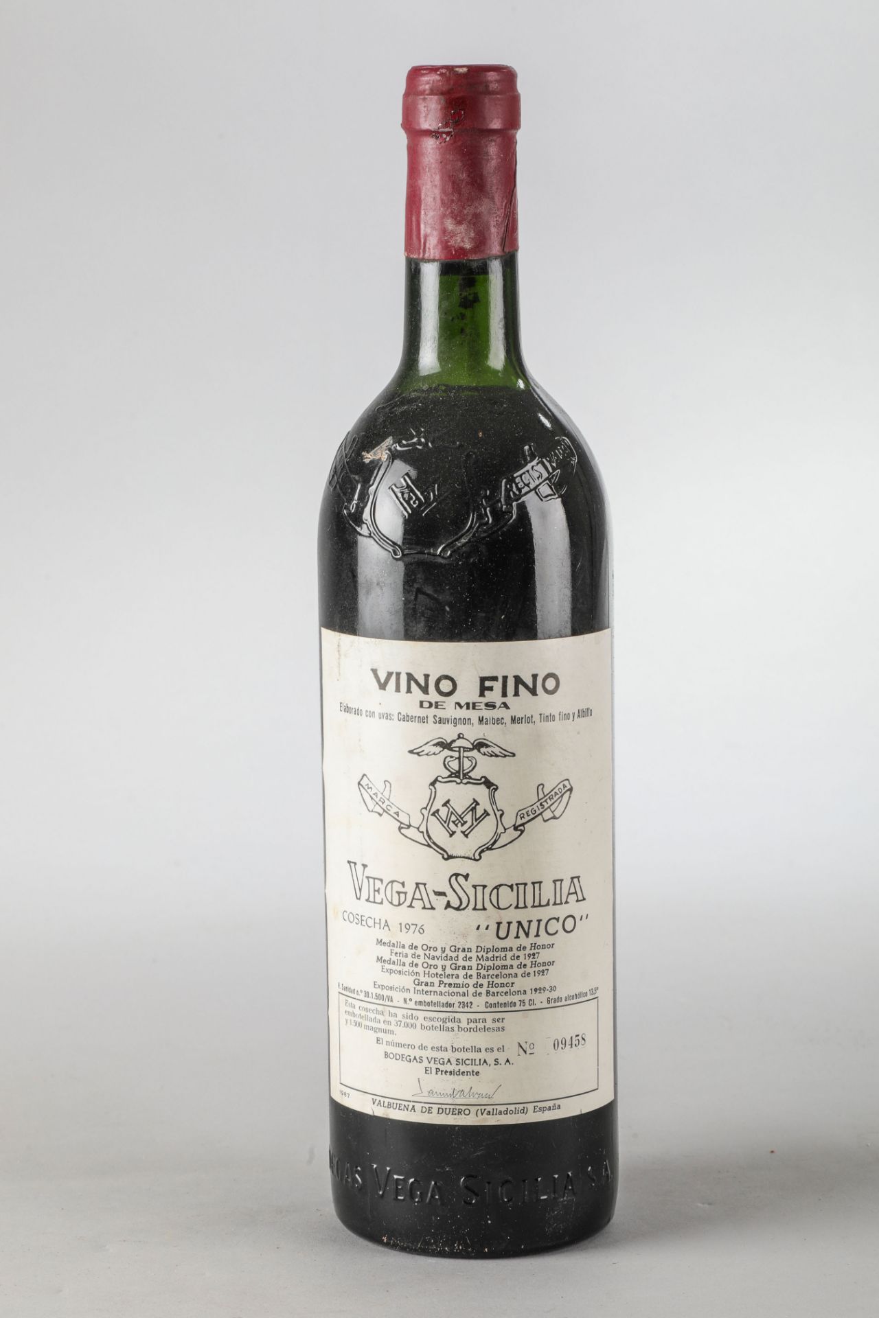 VEGA SICILIA UNICO 1976 Ribera del Duero Bouteille N°09458 sur production de 37 000 bouteilles