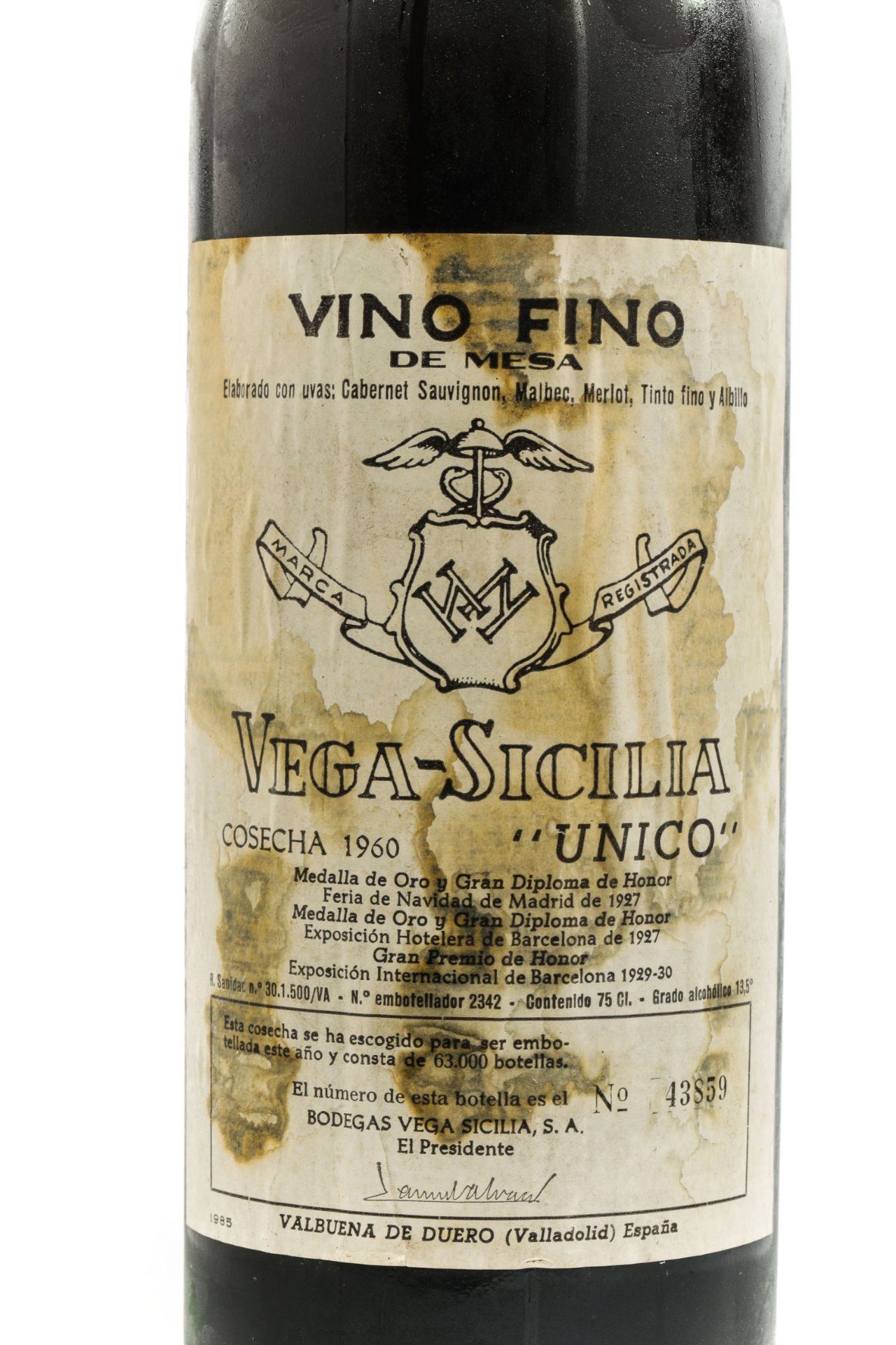 VEGA SICILIO UNICO Ribeira del DueroN°43859 sur production de 63 000 bouteilles 1960 - Image 4 of 8