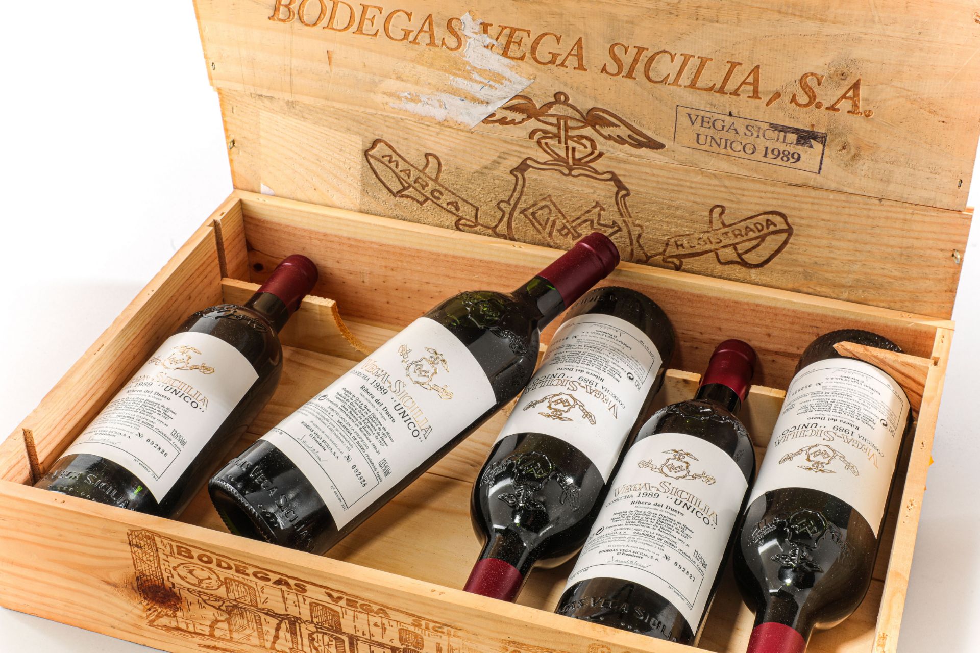 VEGA SICILIO UNICO 5 bouteilles dans sa caisse en bois d'origine Ribeira del Duero N°092824 à - Image 5 of 8