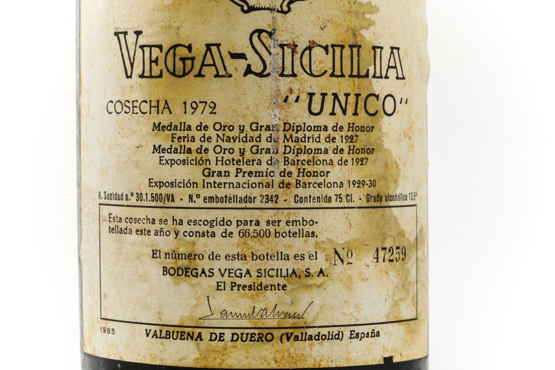 VEGA SICILIO UNICO sur production de 66 500 bouteilles Ribeira del Duero 1972 - Image 3 of 8