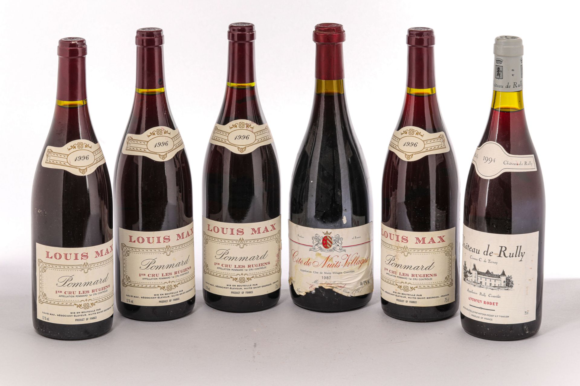 6 Bouteilles : Pommard LOUIS MAX 1er cru les Rugiens 1996, Pommard LOUIS MAX 1er cru les Rugiens