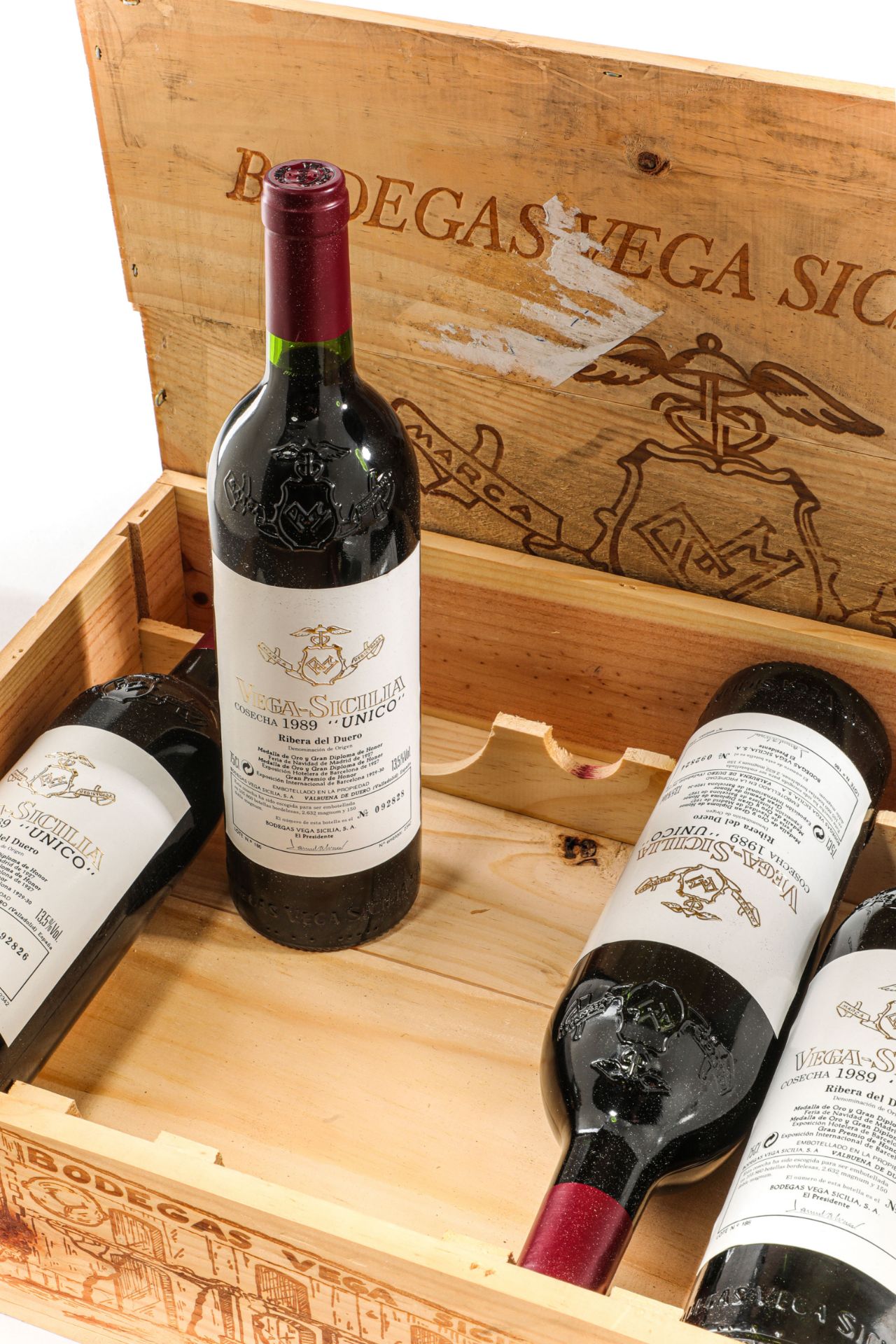 VEGA SICILIO UNICO 5 bouteilles dans sa caisse en bois d'origine Ribeira del Duero N°092824 à - Image 3 of 8