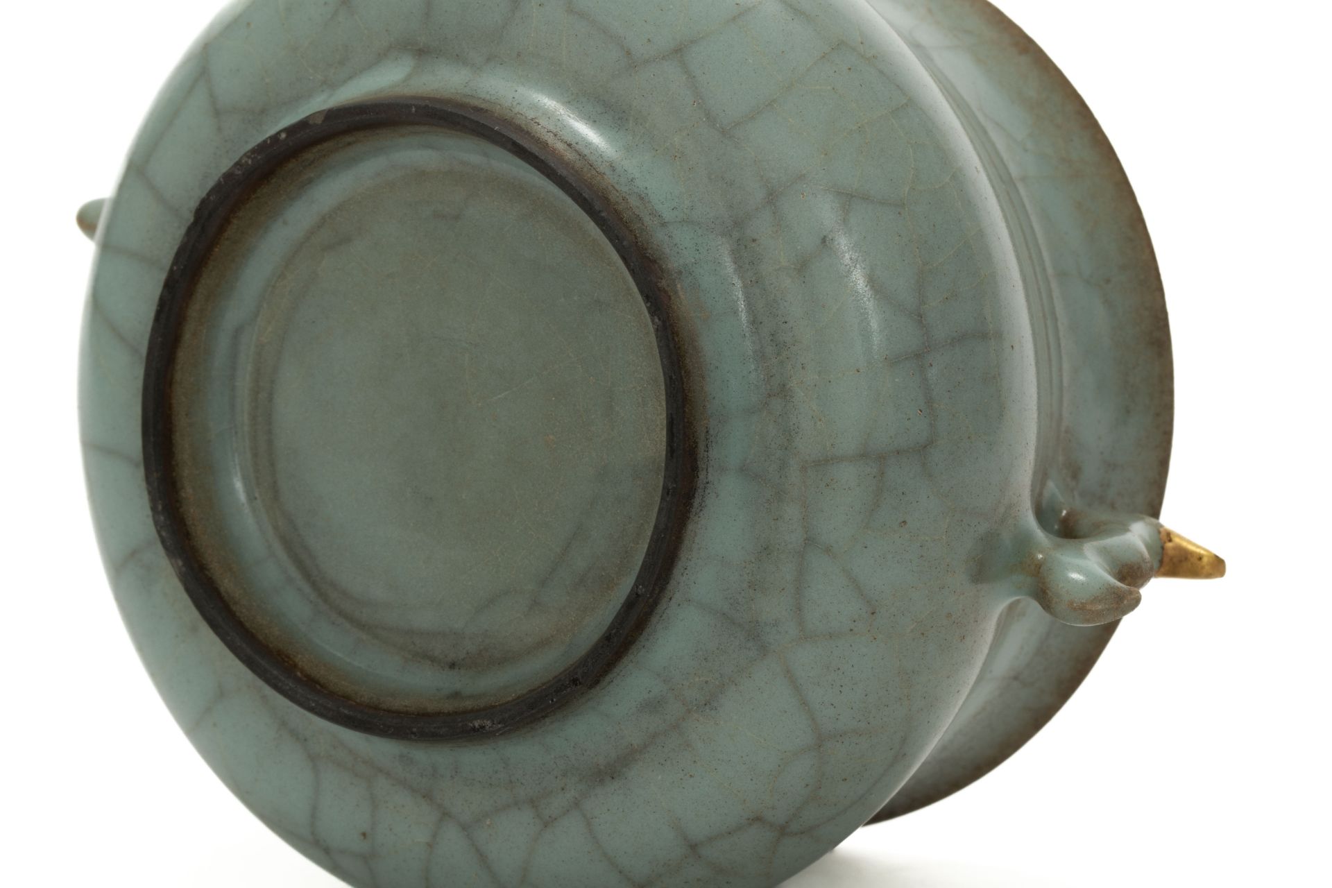 Brûle parfum du Longquan à anses zoomorphes stylisées en porcelaine monochrome céladon grisâtre - Bild 6 aus 7