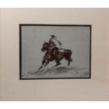 Kyffin Williams RA KBE OBE - Patagonian Rider, print with KW. monogramme to lower right print,