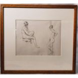 Mary Swanzy H.R.H.A (1882-1978) Standing and Seated Female Nudes, 8 ¼ x 10 ½ ins (21x 26.5cm - Frame