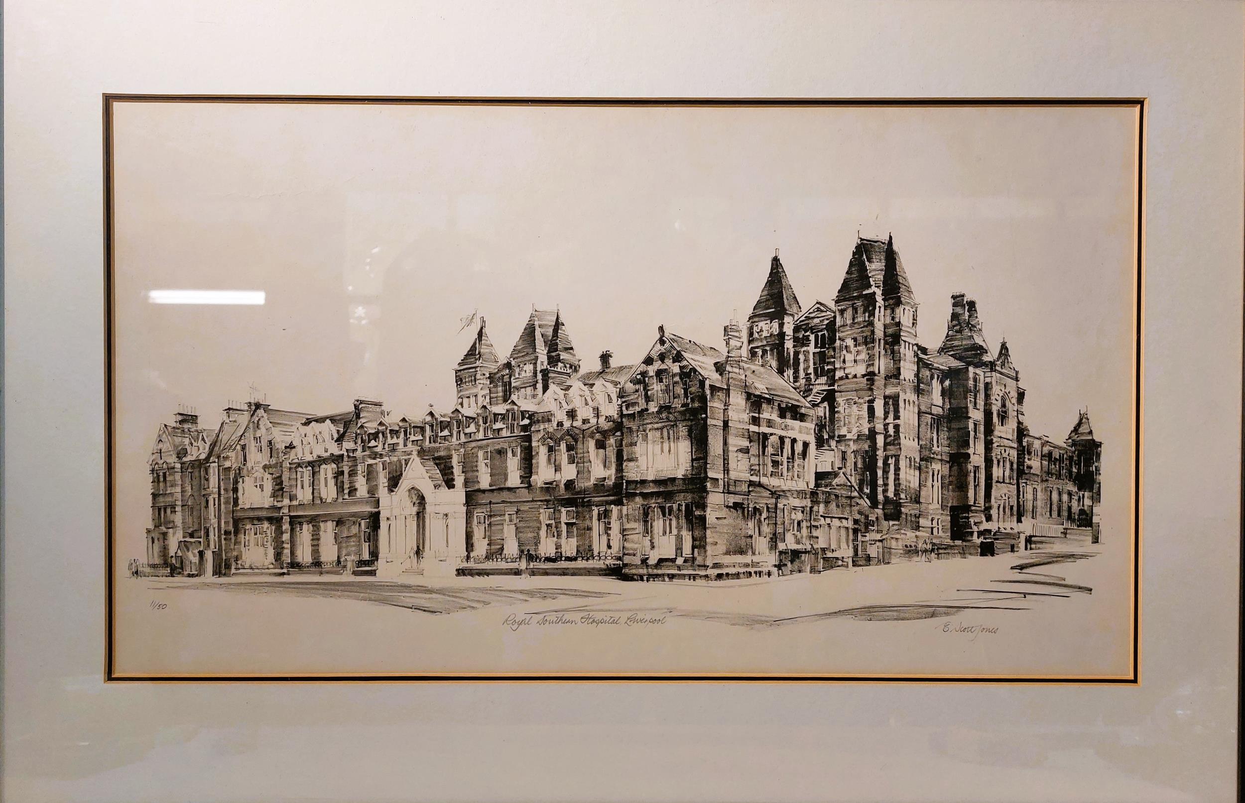 Royal Southern Hospital Liverpool LIVERPOOL,E.Scott Jones 11/50, Limited edition print Framed glazed