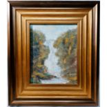 after Paul Henry - Waterfall - Oil on board with signature lower right -9 ¼ by 7 ¼,Frame 16x 13 ¼