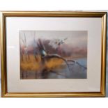 Dennis Oakes Wirral Artist-The Broken Tree -Watercolour and mixed Media, Framed and mounted