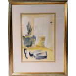 Julia Midgely Watercolour The Office Framed glazed and mounted, Frame size 18 ¼ ” x 14” wide