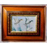 Dennis Oakes Wirral Artist - Mallards - Acrylic on Board -Frame size 8 ½” high by 10 ½2 wide