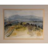 Victoria Crowe OBE, DHC, FRSE, MA RSA, RSW - View from The Rocca, San Gimignano - Watercolour and