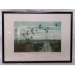 Peter Markham Scott - Teal on a Grey morning -Print 20.5” wide by 15” wide damage to bottom of frame