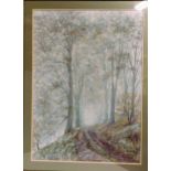 P.L Broadhead Beeches at Loweswater Autumn 1990 mixed media. Signed on reverse and dated 2.9.91