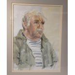 Sheila Turner (b.1941) Watercolour Portrait Arthur Dooley Framed and glazed cut card mount 16” by 11