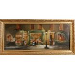 Deborah Jones Tilly's Dolls and Spriggs Florists Oil on canvas Frame size 34”x15¾” high