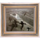 Peter Markham Scott (1909-1989) - Tufted Ducks Arriving at St James Park 1936 - Oil on Canvas signed