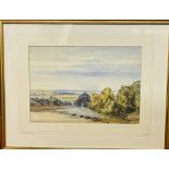 John Callow O.W.S (1822–1878) Landscape with River and Weir. Watercolour 33cm by 54cm Framed and