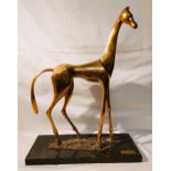Arthur Dooley (1929-1994) Polished Bronze Horse “ 22 ½” high on green marble base 17” long with