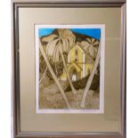 John Brunson (1933-2014) -Church-signed coloured etching - 71/100 -framed and glazed with cut card