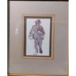 Michael Healy (1873-1943) -Man in a Bowler Hat - Watercolour and pencil - Provenance Oriel gallery