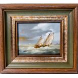 Sea Scene Oil on Panel Framed Indistinct signature …...take pic of sig. And size