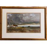 R. Dunleavey Oil on Board White gabled cottage in a storm signed lower right Framed and glazed Frame