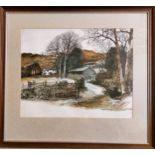 George J. Drought -In Langdale - Watercolour Pen and Ink, signed lower right -