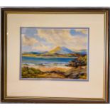 Terence Henry Watercolour - Coastal Scene, frame size 14.5” high by 16” wide, Image size 7.5” high