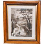 R Fletcher Newton Abbot pen and ink signed Framed glazed and mounted Frame size 21 ” x 18” wide