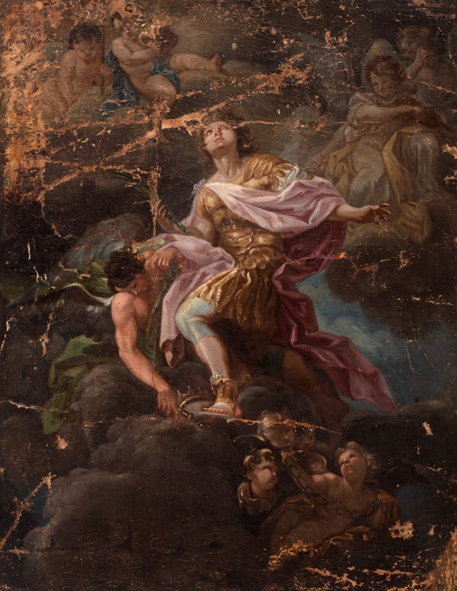 Scuola napoletana, secolo XVIII - Apotheosis of a warrior saint (Saint George?)