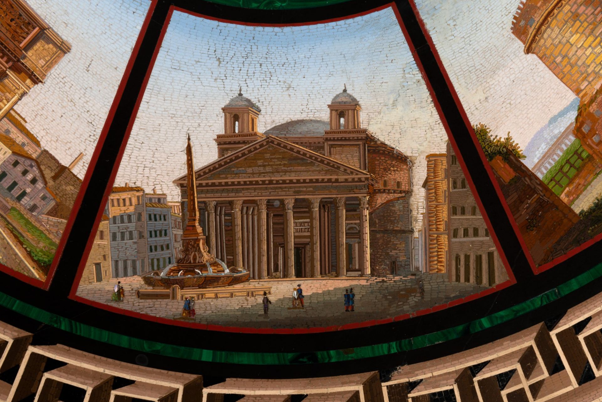 Scuola romana, metˆ del secolo XIX - Circular top in micromosaic with views of Rome - Image 8 of 10