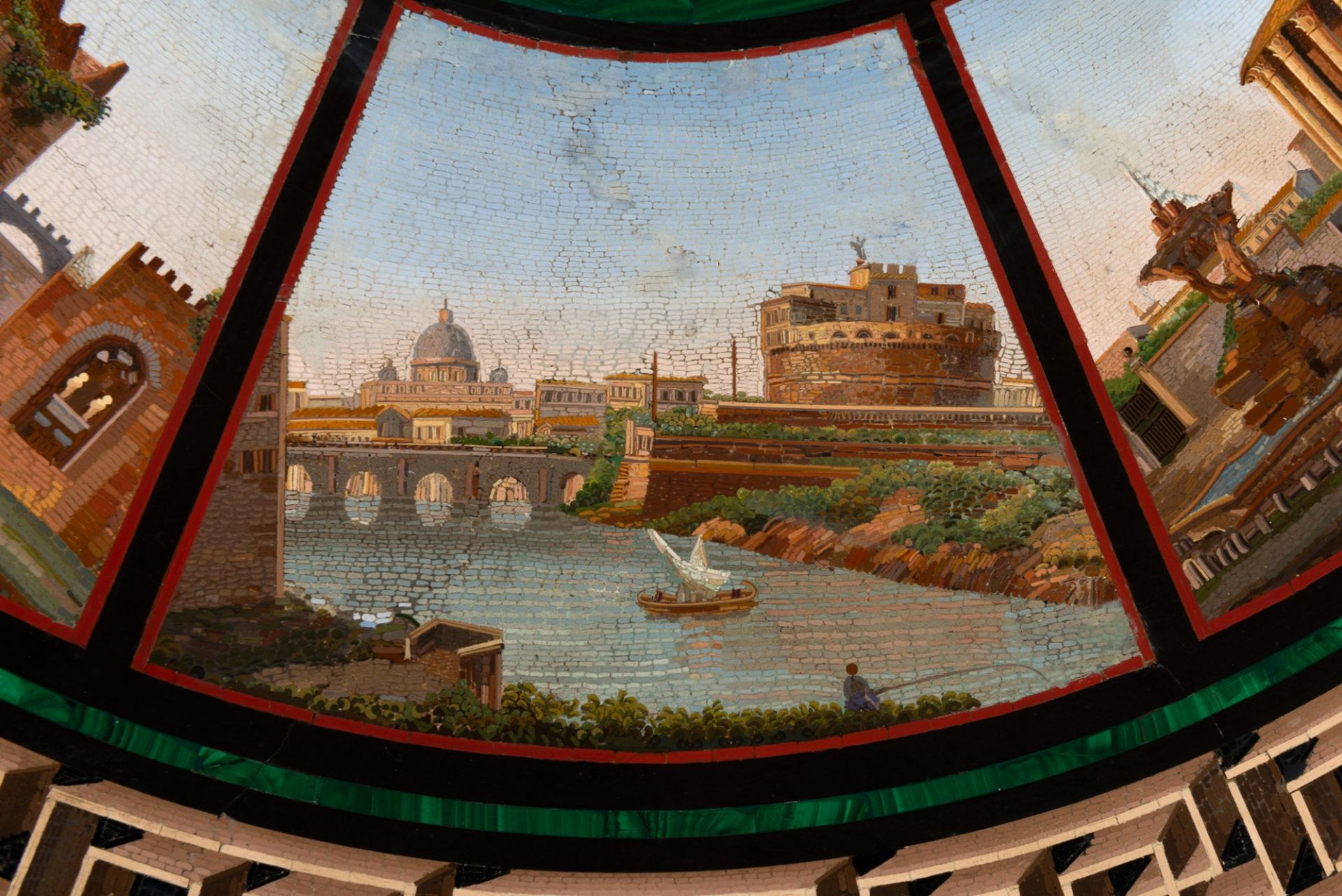 Scuola romana, metˆ del secolo XIX - Circular top in micromosaic with views of Rome - Image 10 of 10