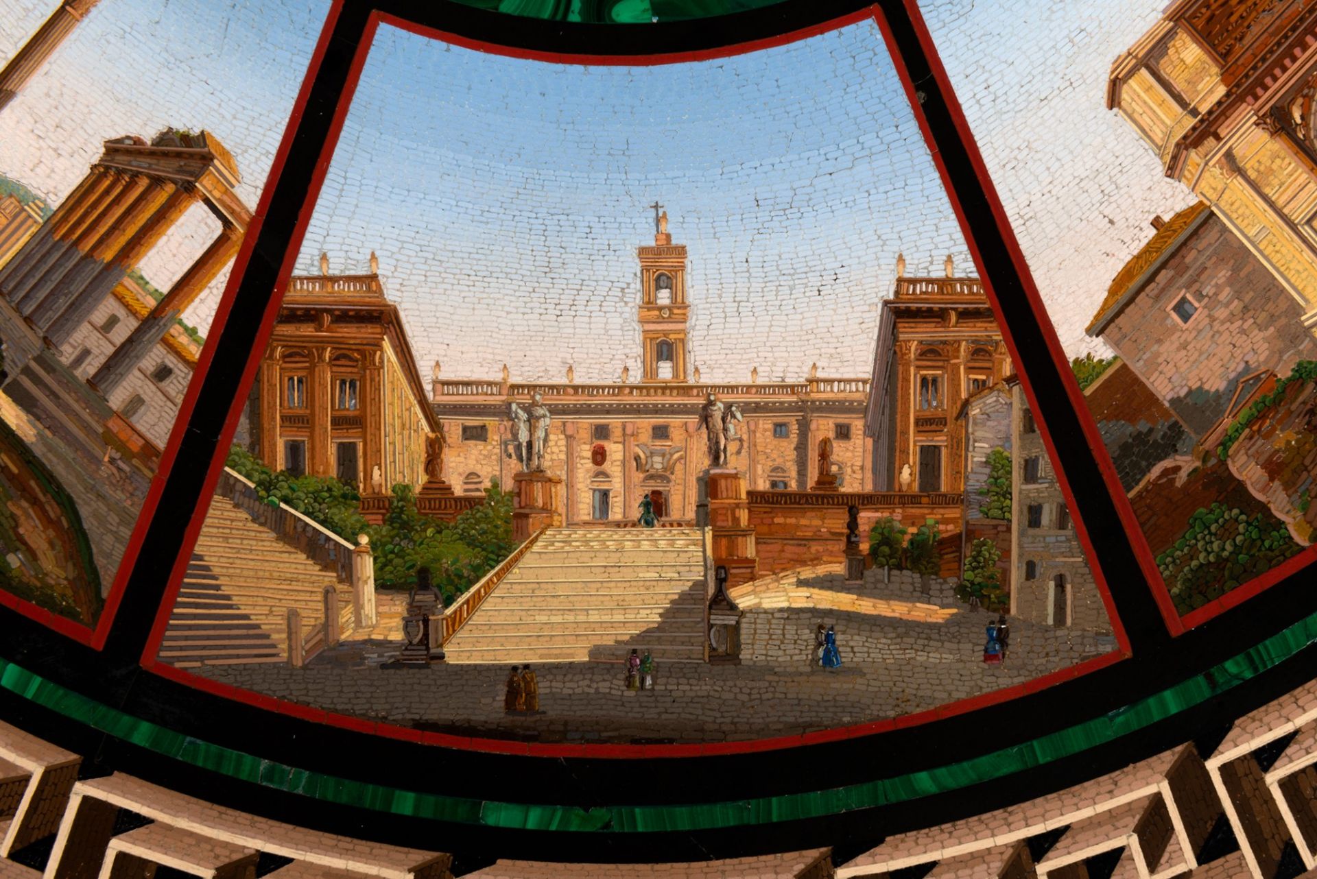 Scuola romana, metˆ del secolo XIX - Circular top in micromosaic with views of Rome - Image 6 of 10