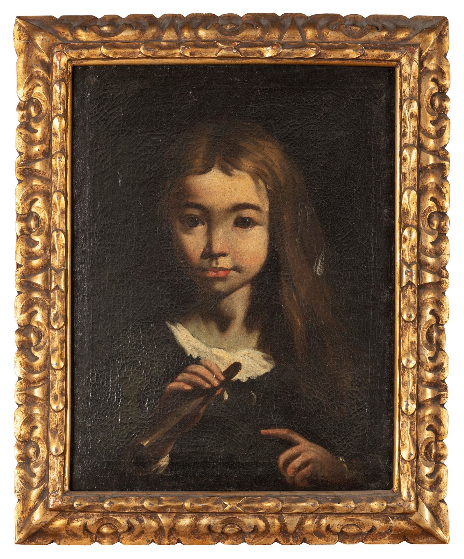 Scuola dell'Italia settentrionale, secolo XVII - Portrait of little girl with flute in hand