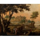 Pittore fiammingo attivo in Italia, secolo XVII - Arcadian landscape with hunter nymphs