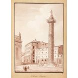 Scuola italiana, secolo XIX - View of the Trajan's Column in Rome