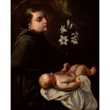 Scuola veneta, inizi secolo XVIII - Saint Anthony of Padua in adoration of the Child