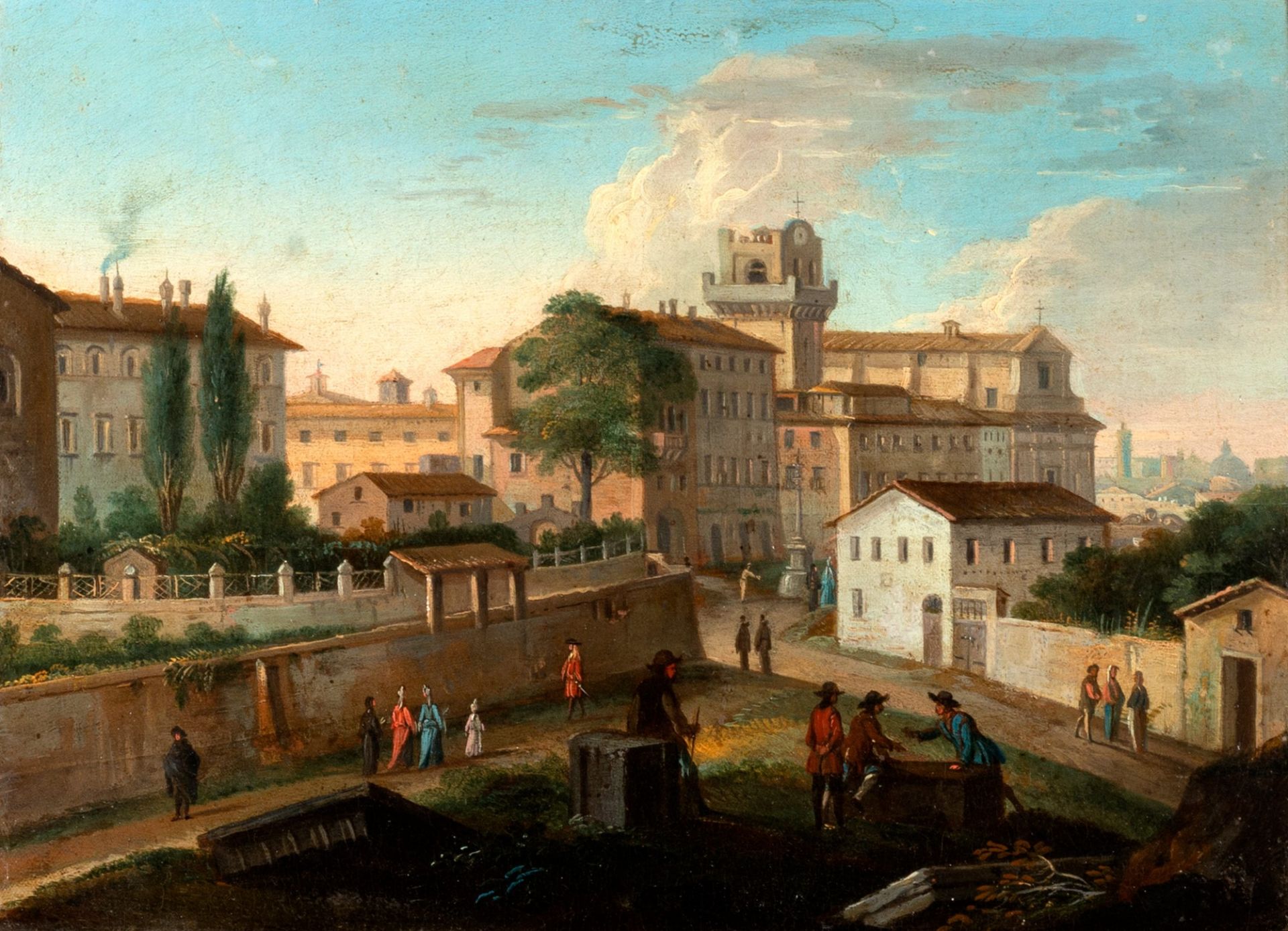 Scuola romana, secolo XVIII - View of Monti in Rome