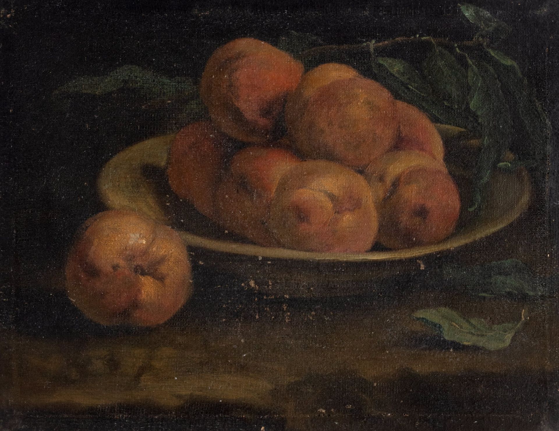 Scuola lombarda, secolo XVII - Peaches in a plate; and Apples in a dish (en pendant) - Image 2 of 3