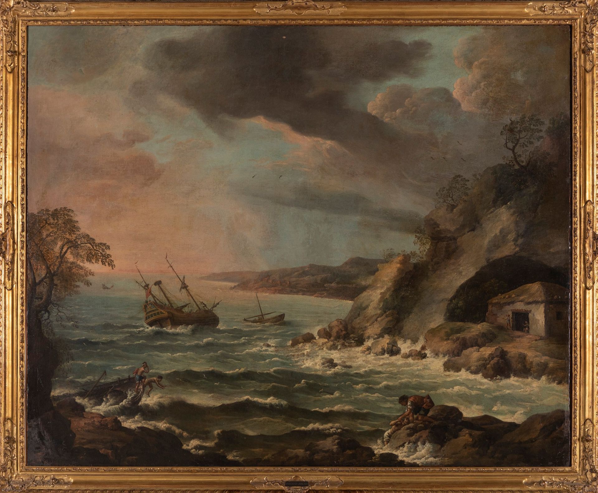 Scuola romana, fine secolo XVII - inizi secolo XVIII - Landscape with stormy sea