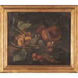 Scuola italiana, secolo XVII - Stand with cherries, plums and other fruits