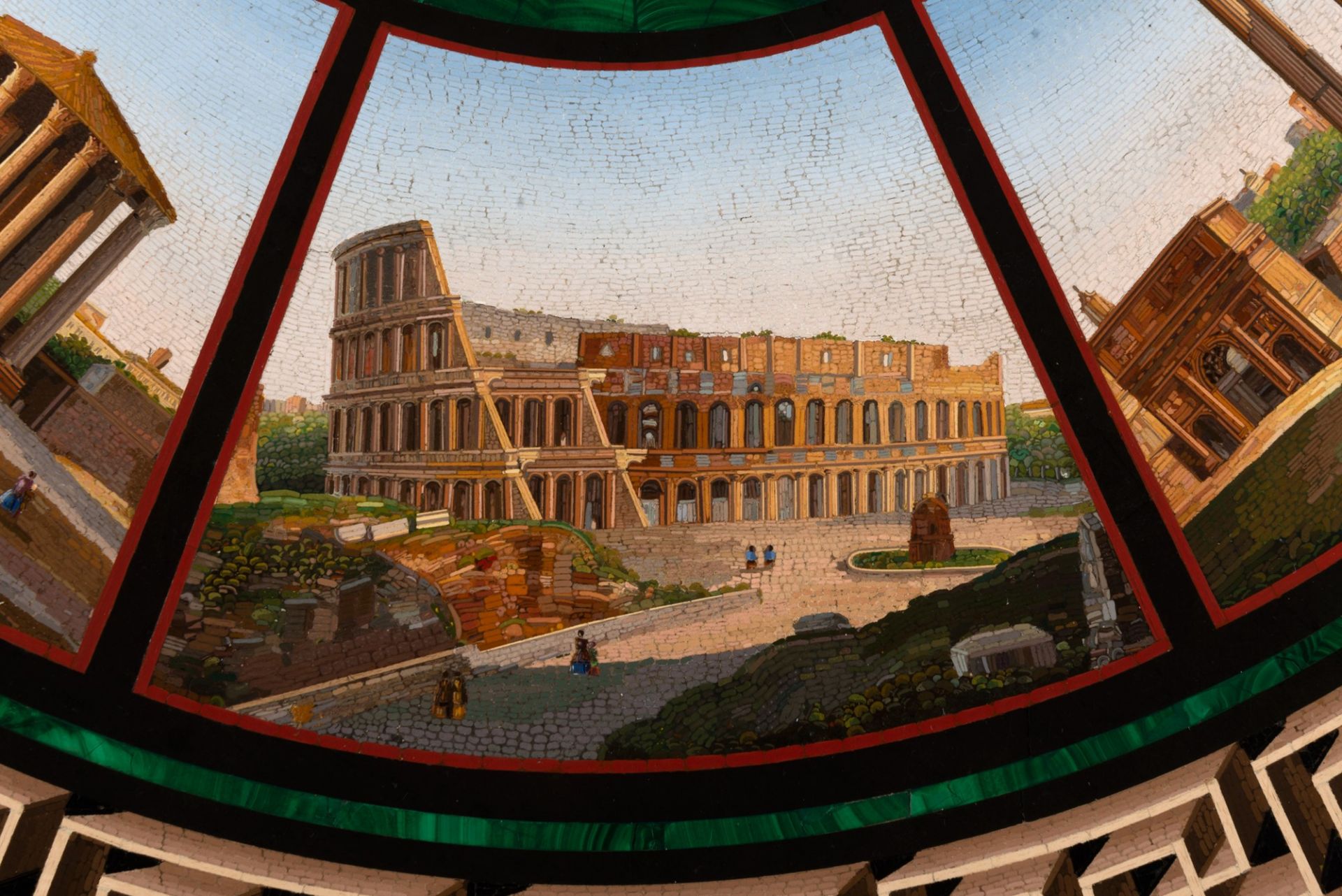 Scuola romana, metˆ del secolo XIX - Circular top in micromosaic with views of Rome - Image 3 of 10