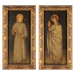 Pittore popolare, secolo XV, e restauratore moderno - Saint Francesco and Saint Chiara (en pendant)