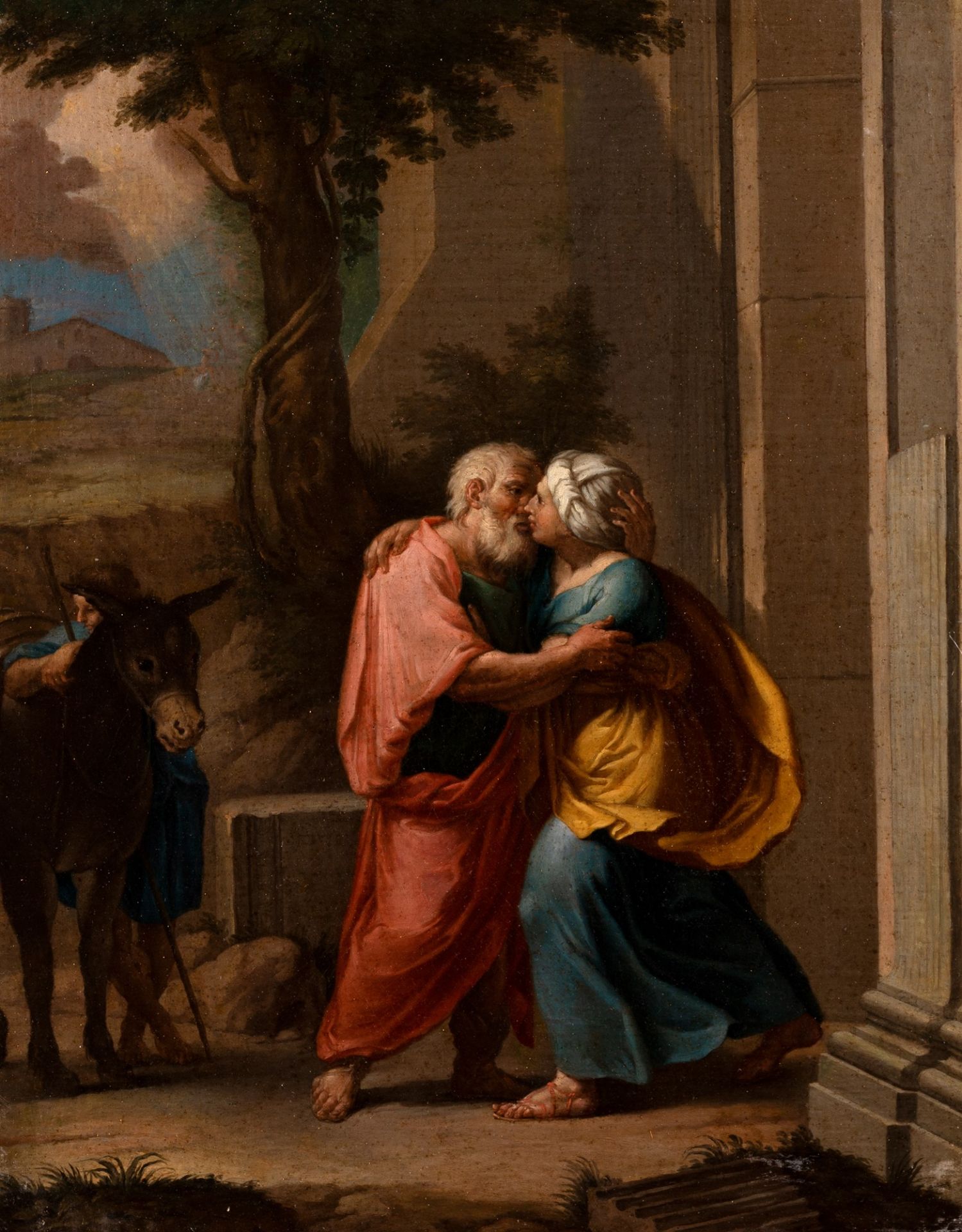 Scuola romana, seconda metˆ del secolo XVII - The meeting of Joachim and Anna at the Golden Gate