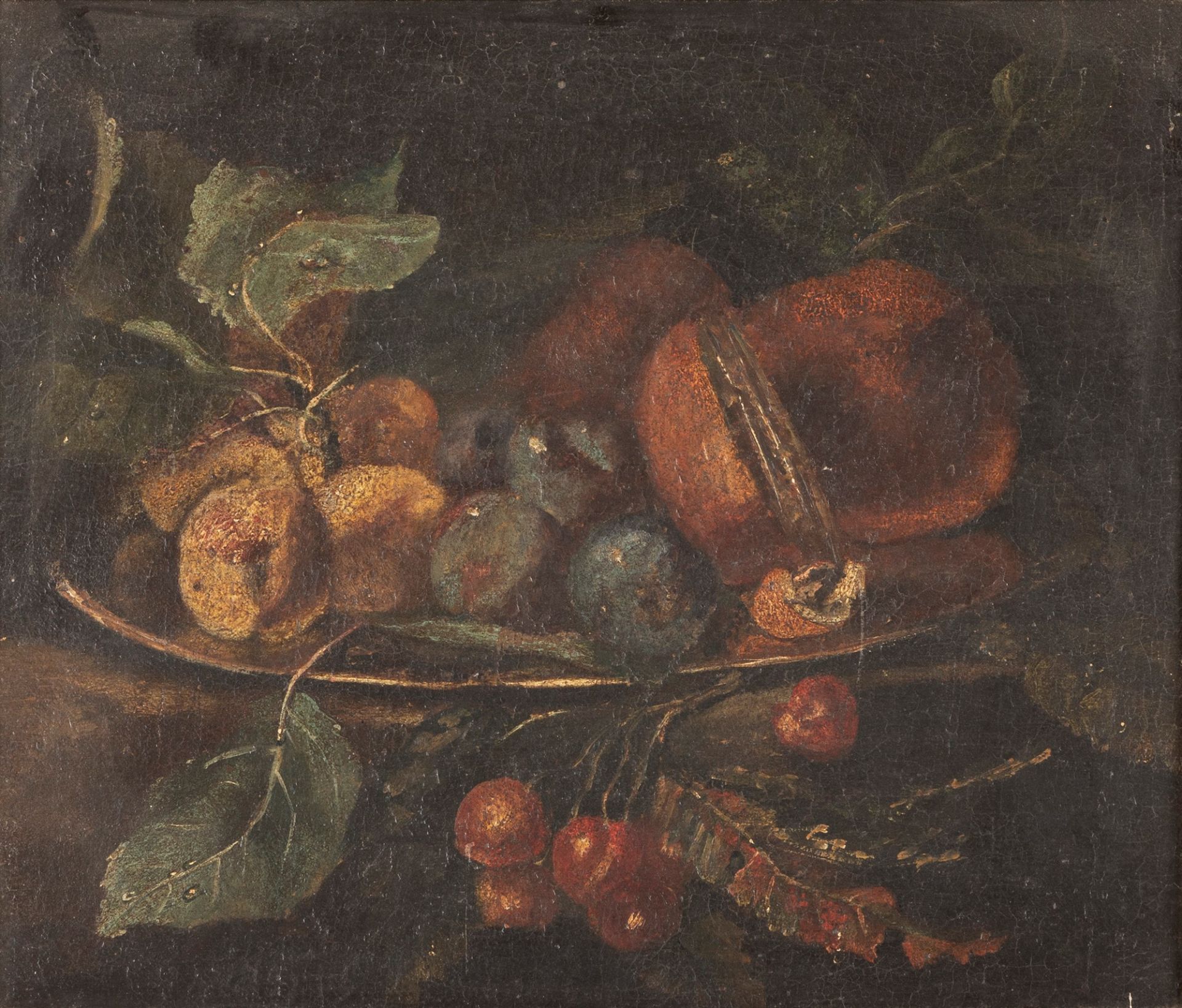Scuola italiana, secolo XVII - Stand with cherries, plums and other fruits - Image 2 of 3