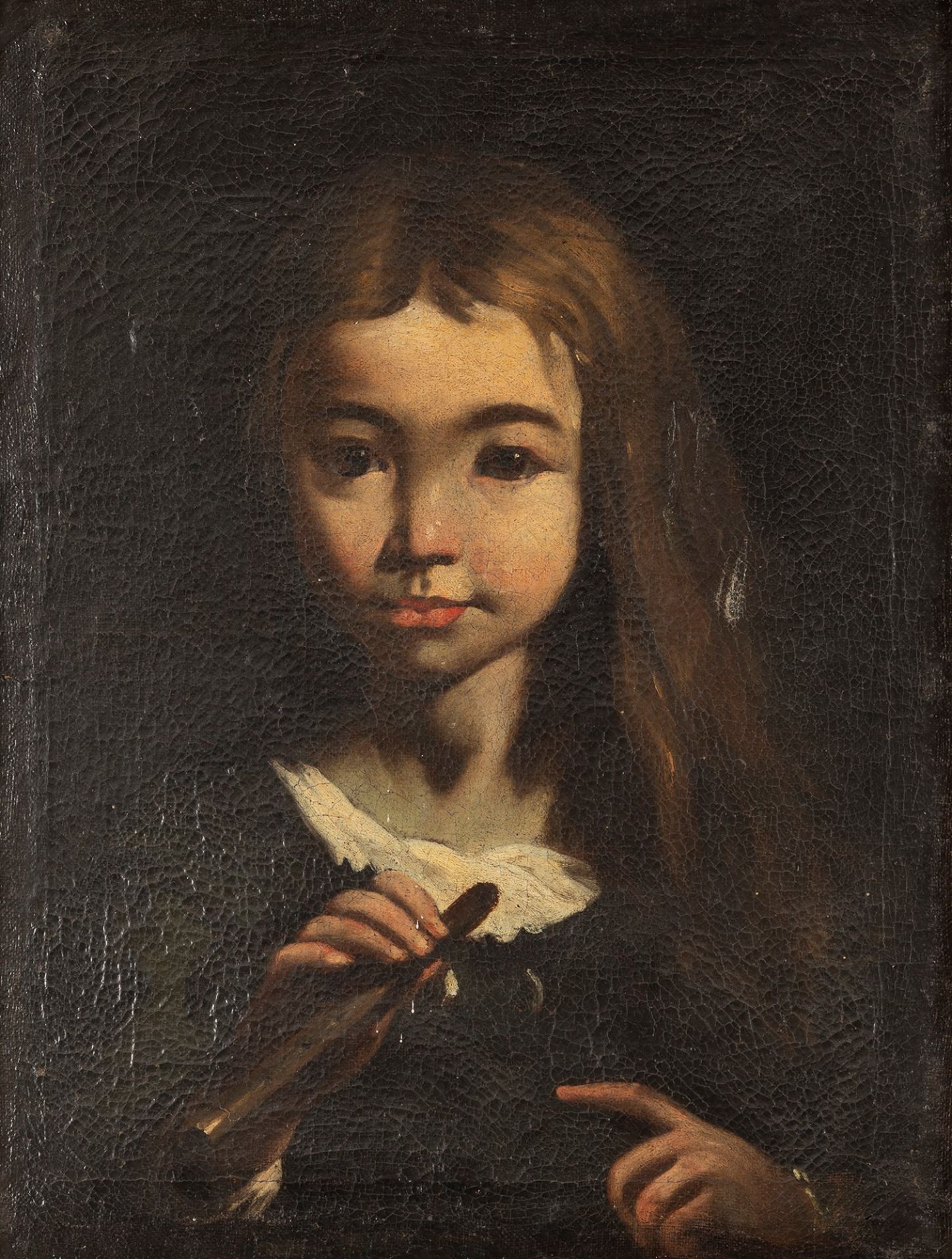 Scuola dell'Italia settentrionale, secolo XVII - Portrait of little girl with flute in hand - Image 2 of 3