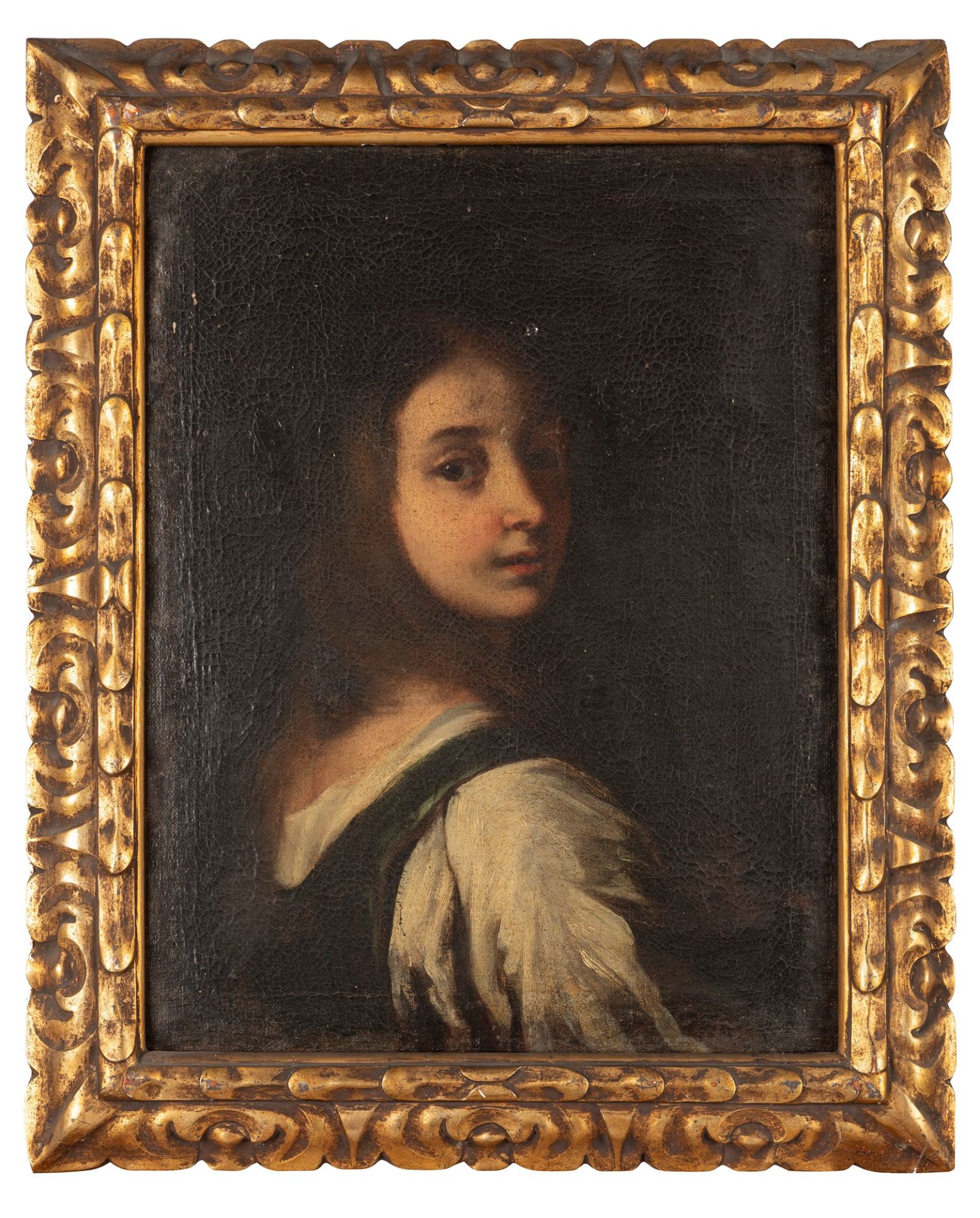 Scuola dell'Italia settentrionale, secolo XVII - Half-length portrait of a young girl with a white s